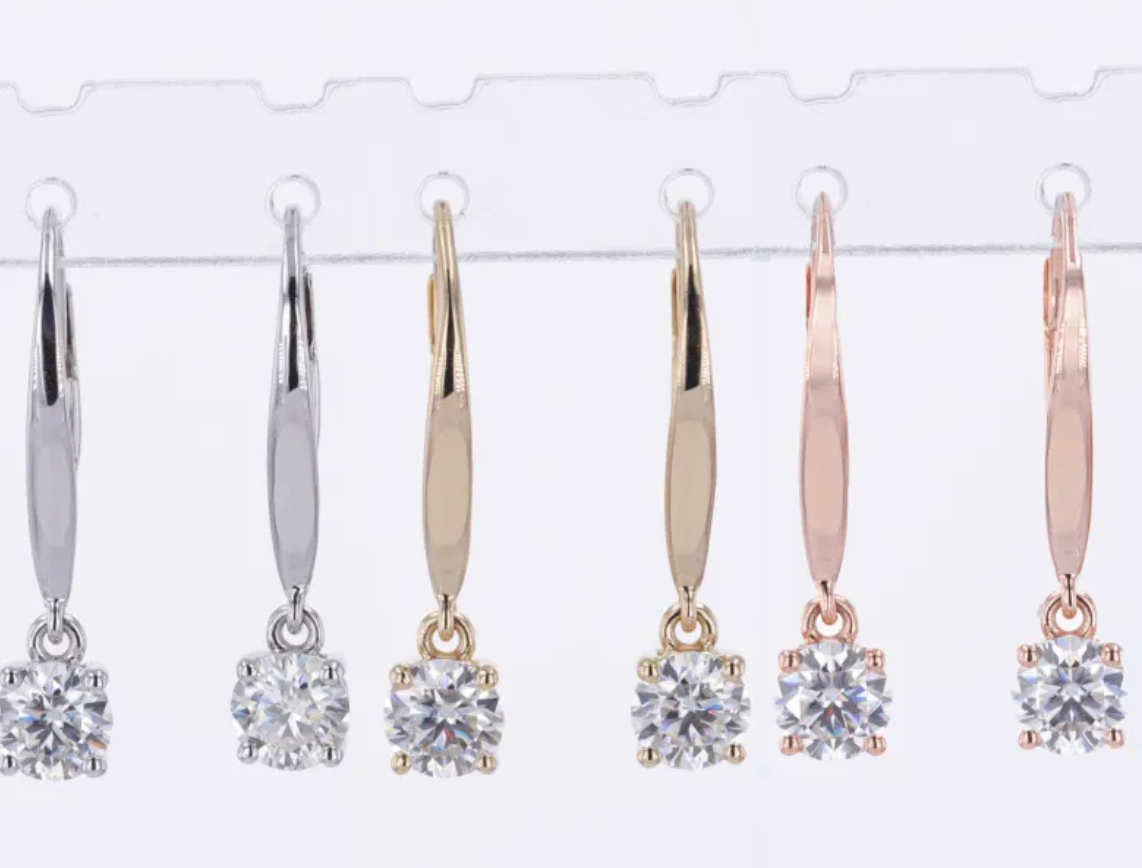 Round Solitaire Drop Huggie Hoops Earrings