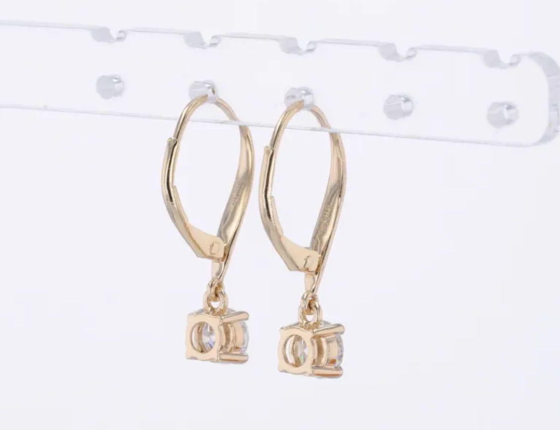 Round Solitaire Drop Huggie Hoops Earrings