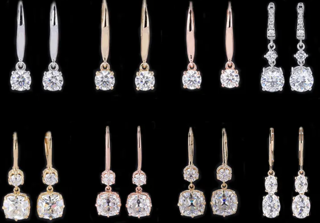 Round Solitaire Drop Huggie Hoops Earrings