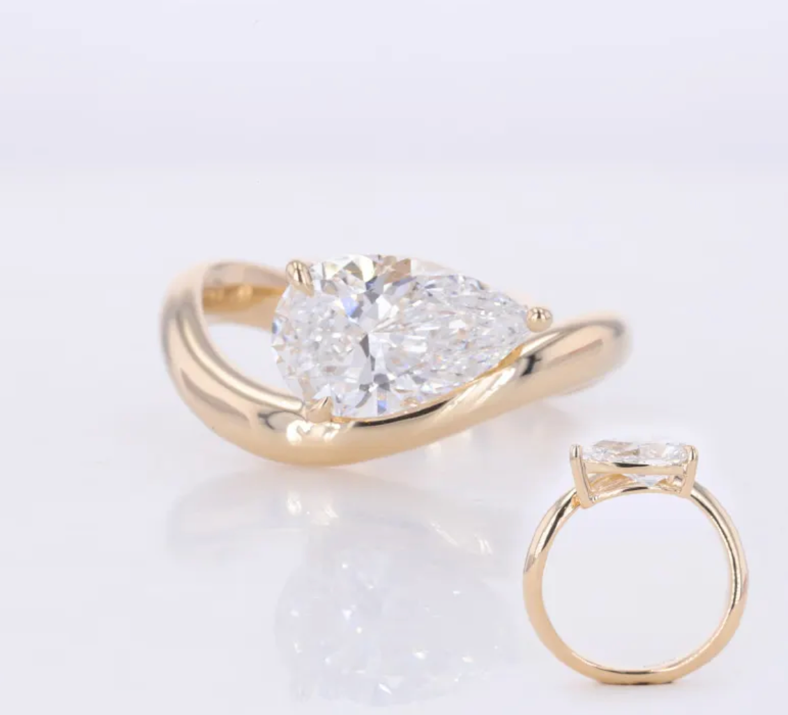 Bague de fiançailles solitaire en poire Tojon