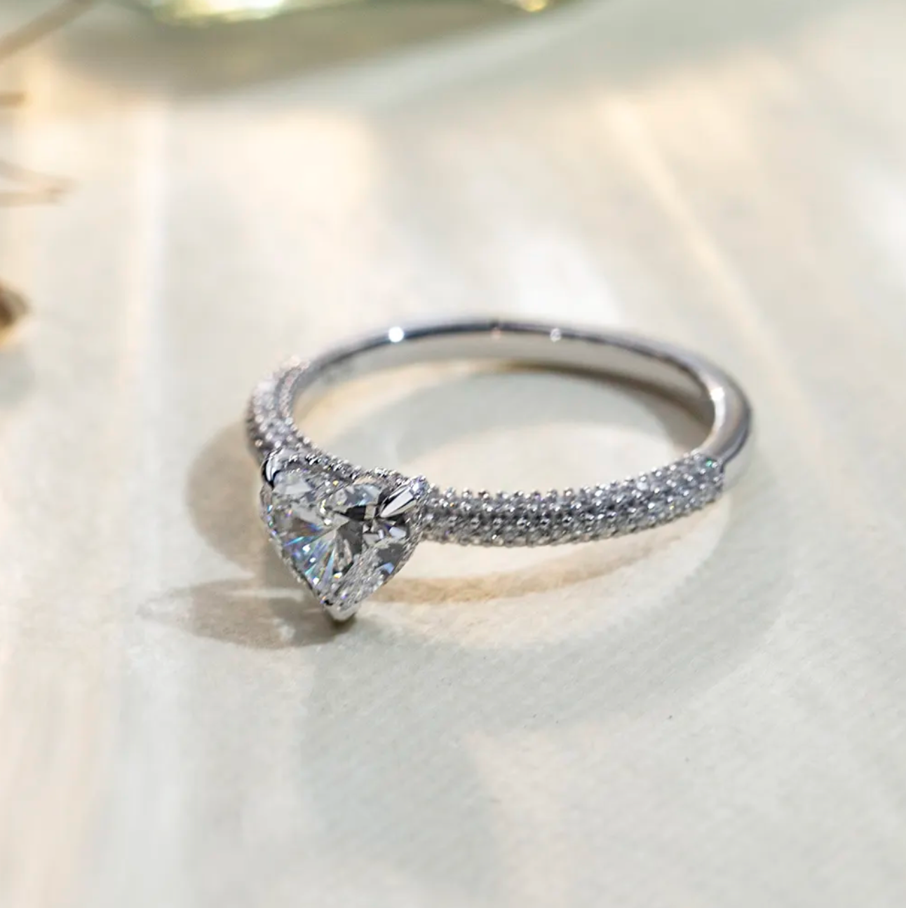 Heart Solitaire Pavé Engagement Ring