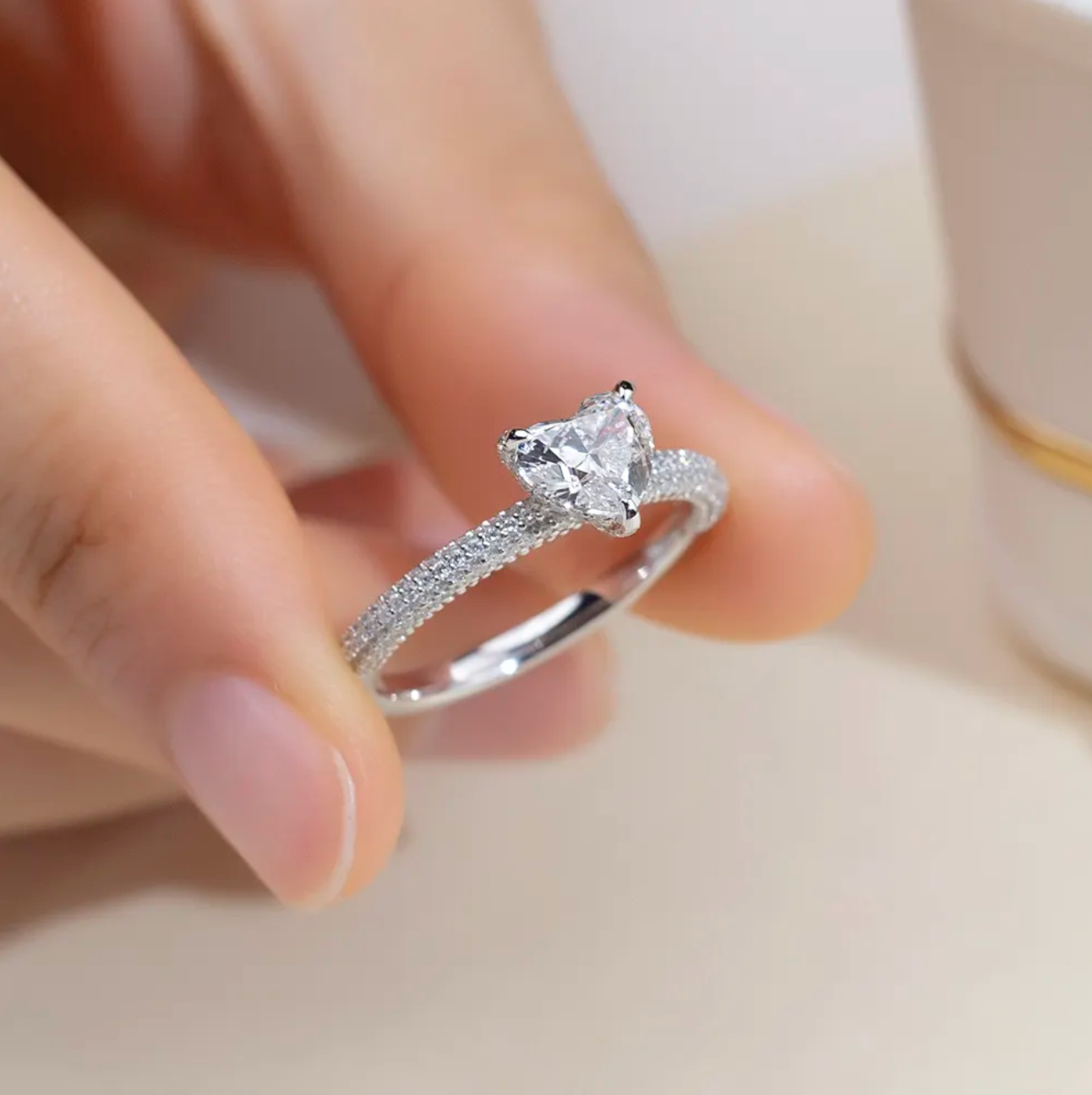 Heart Solitaire Pavé Engagement Ring
