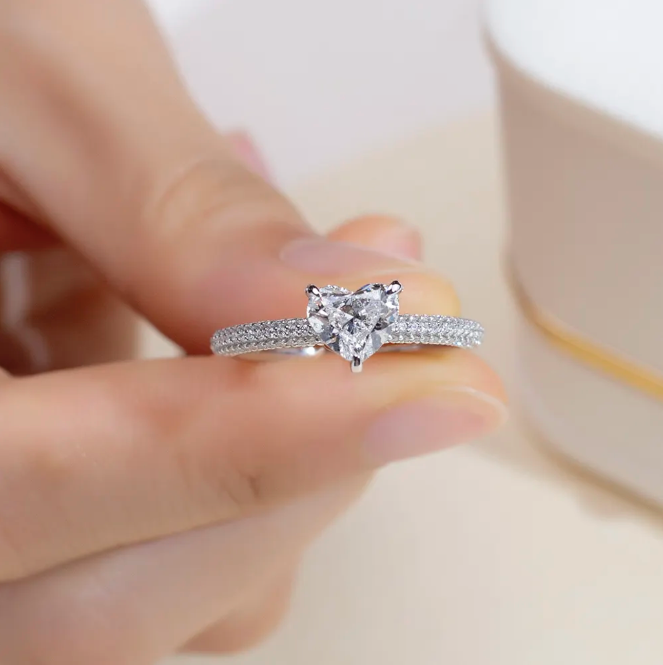 Heart Solitaire Pavé Engagement Ring