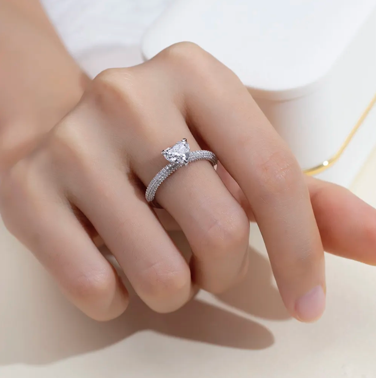 Heart Solitaire Pavé Engagement Ring