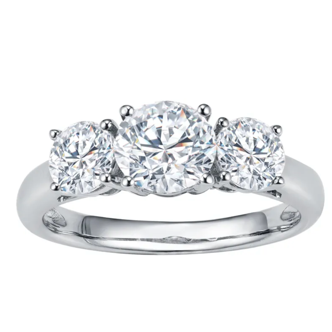 Round Three Stone Engagement Ring