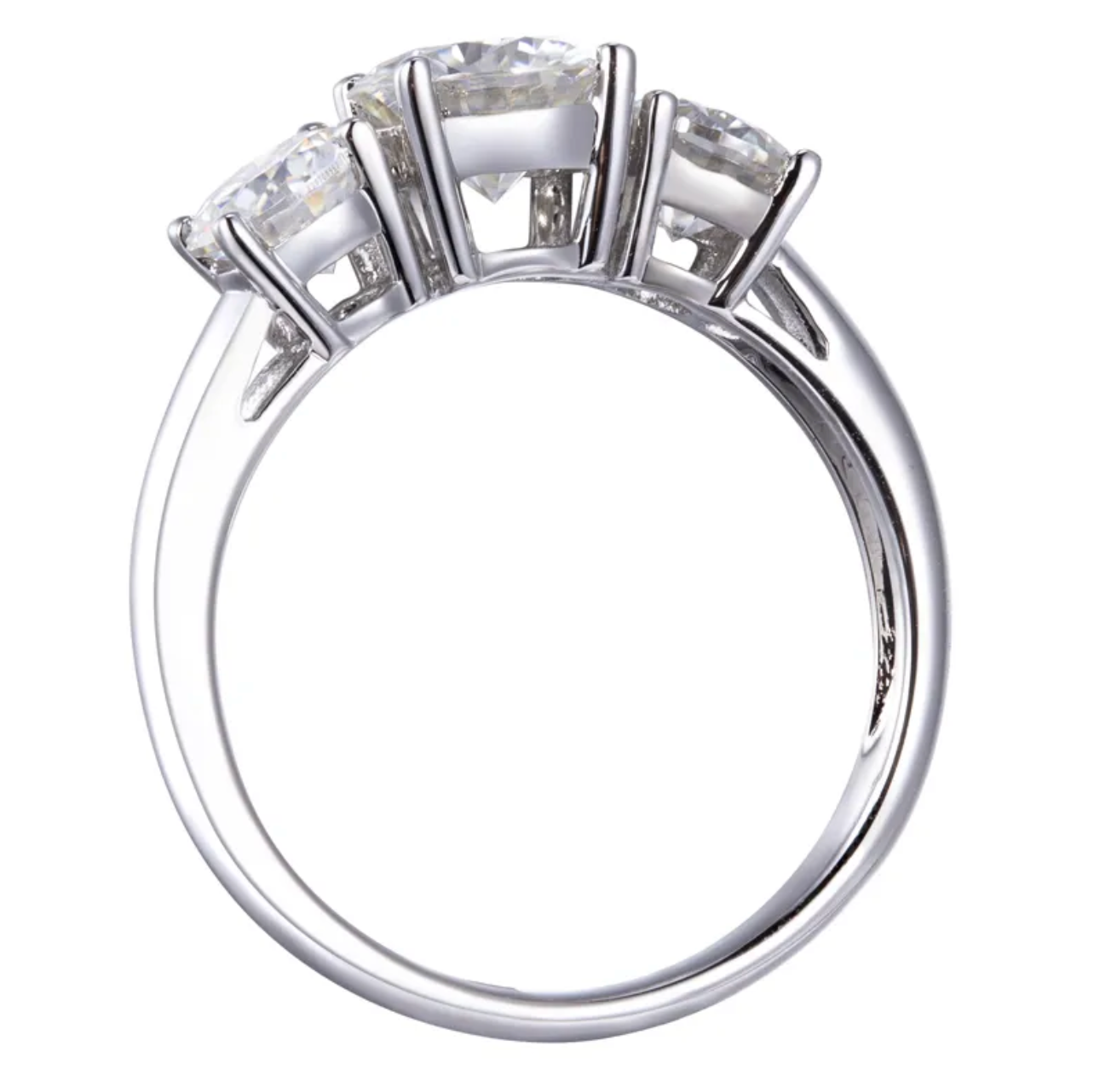 Round Three Stone Engagement Ring
