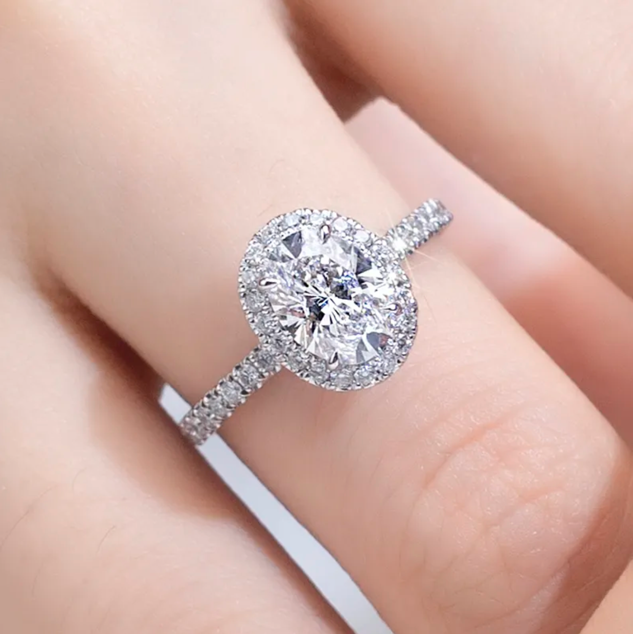 Oval Halo Pavé Engagement Ring