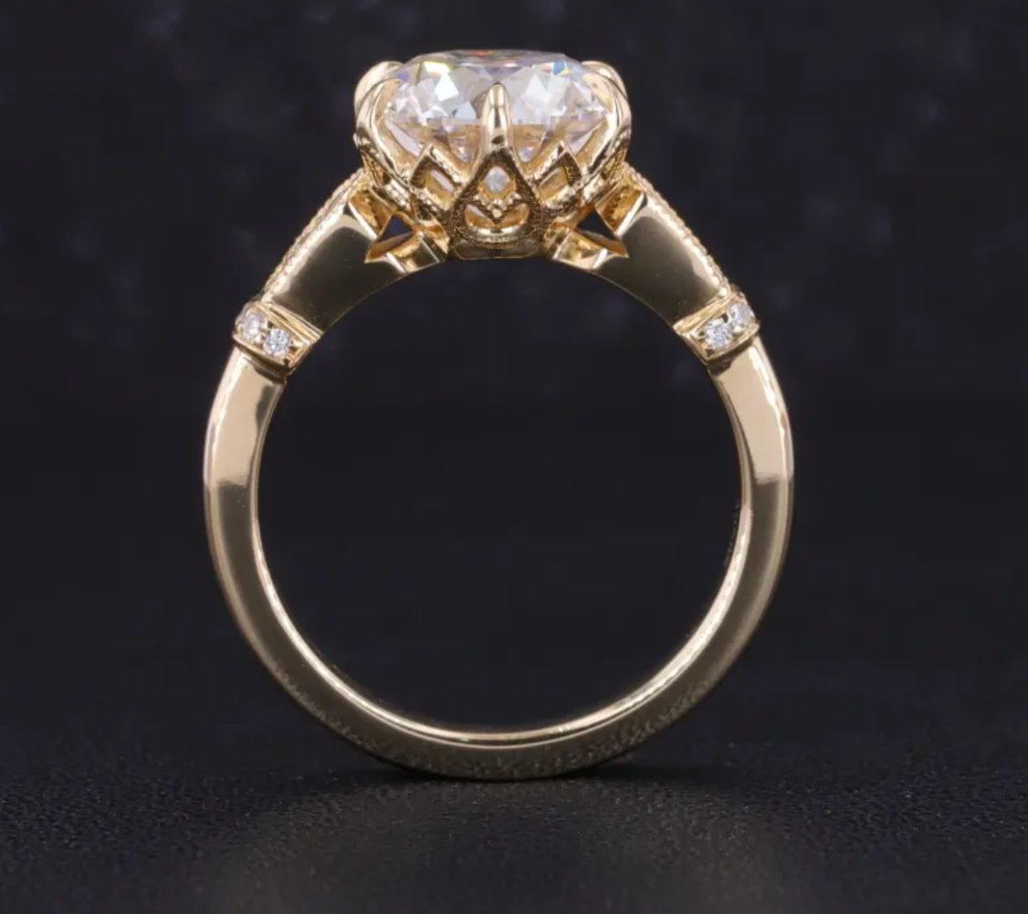 Bague de fiançailles ronde torsadée à motif floral