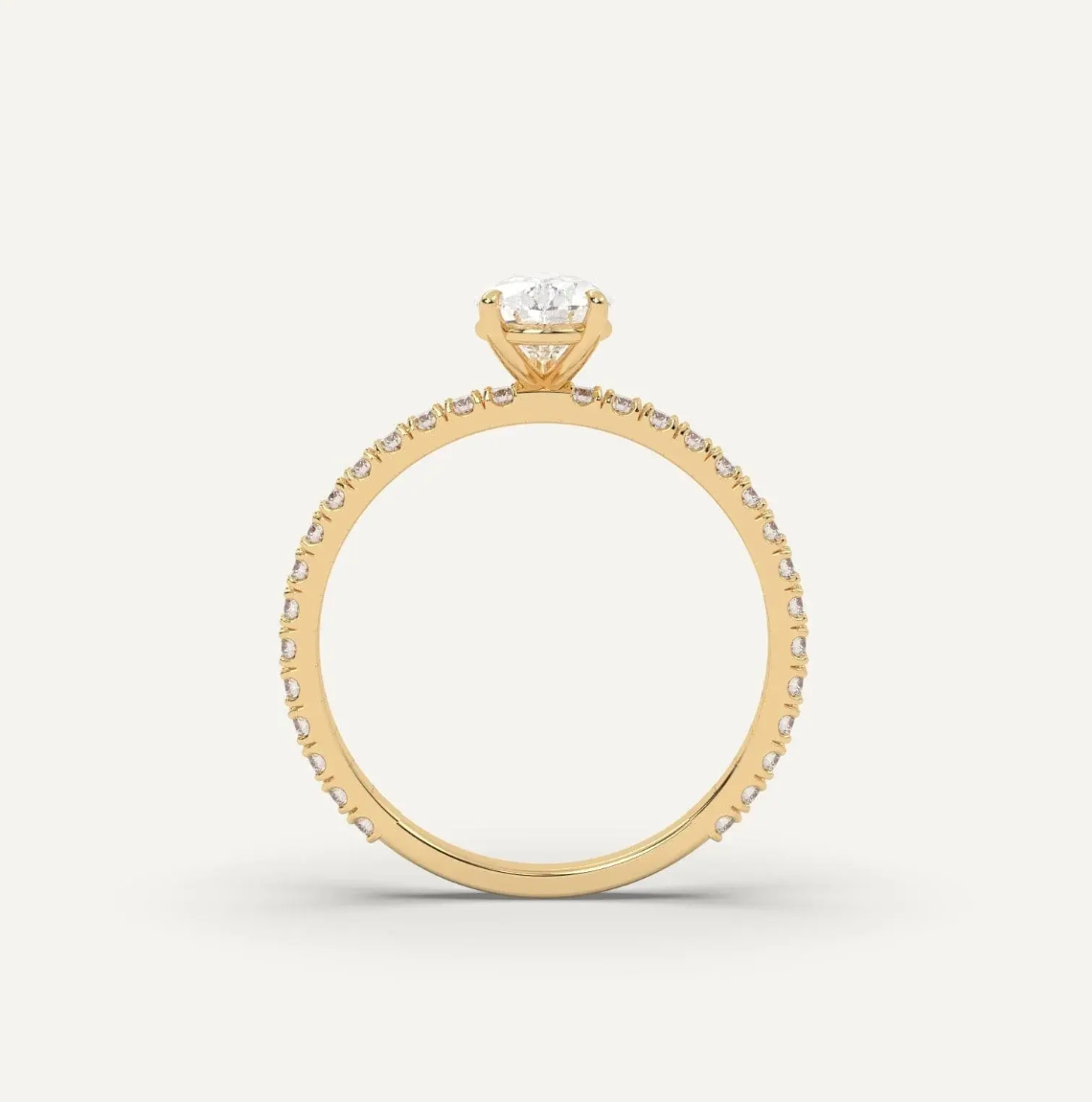 Bague de fiançailles solitaire pavé poire