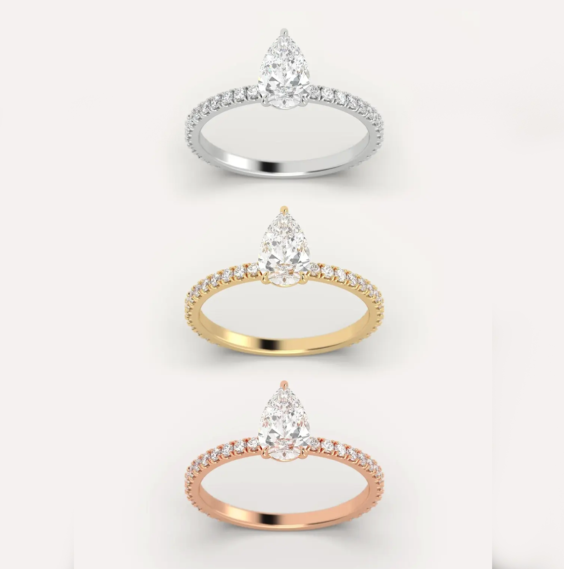 Bague de fiançailles solitaire pavé poire