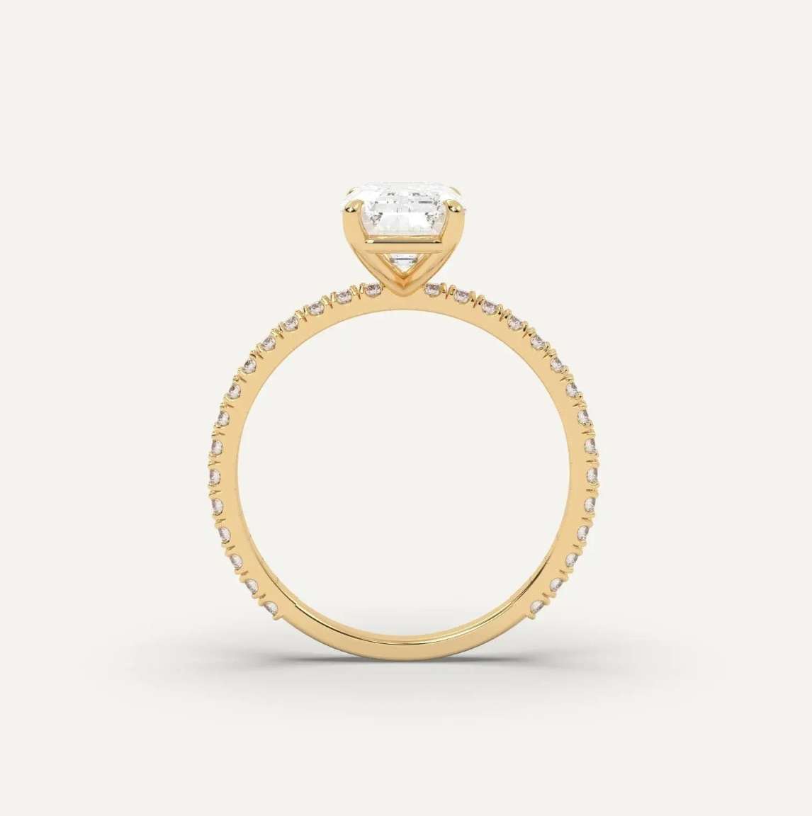 Emerald Solitaire Pavé Engagement Ring