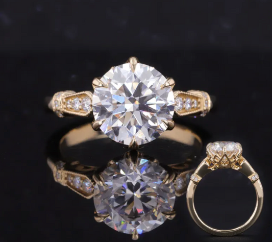 Bague de fiançailles ronde torsadée à motif floral