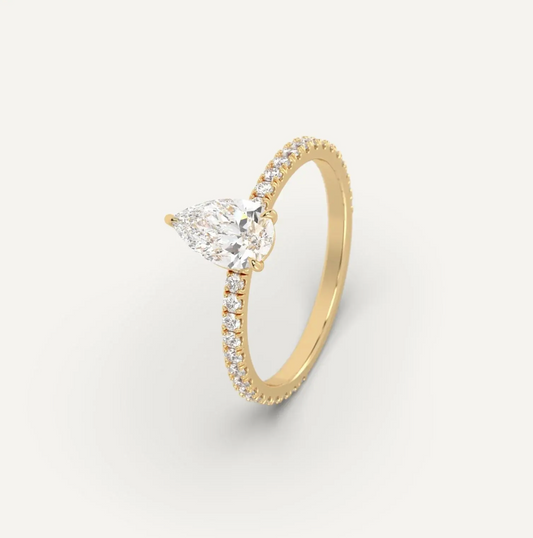 Bague de fiançailles solitaire pavé poire