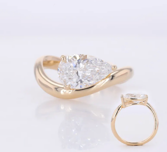 Bague de fiançailles solitaire en poire Tojon