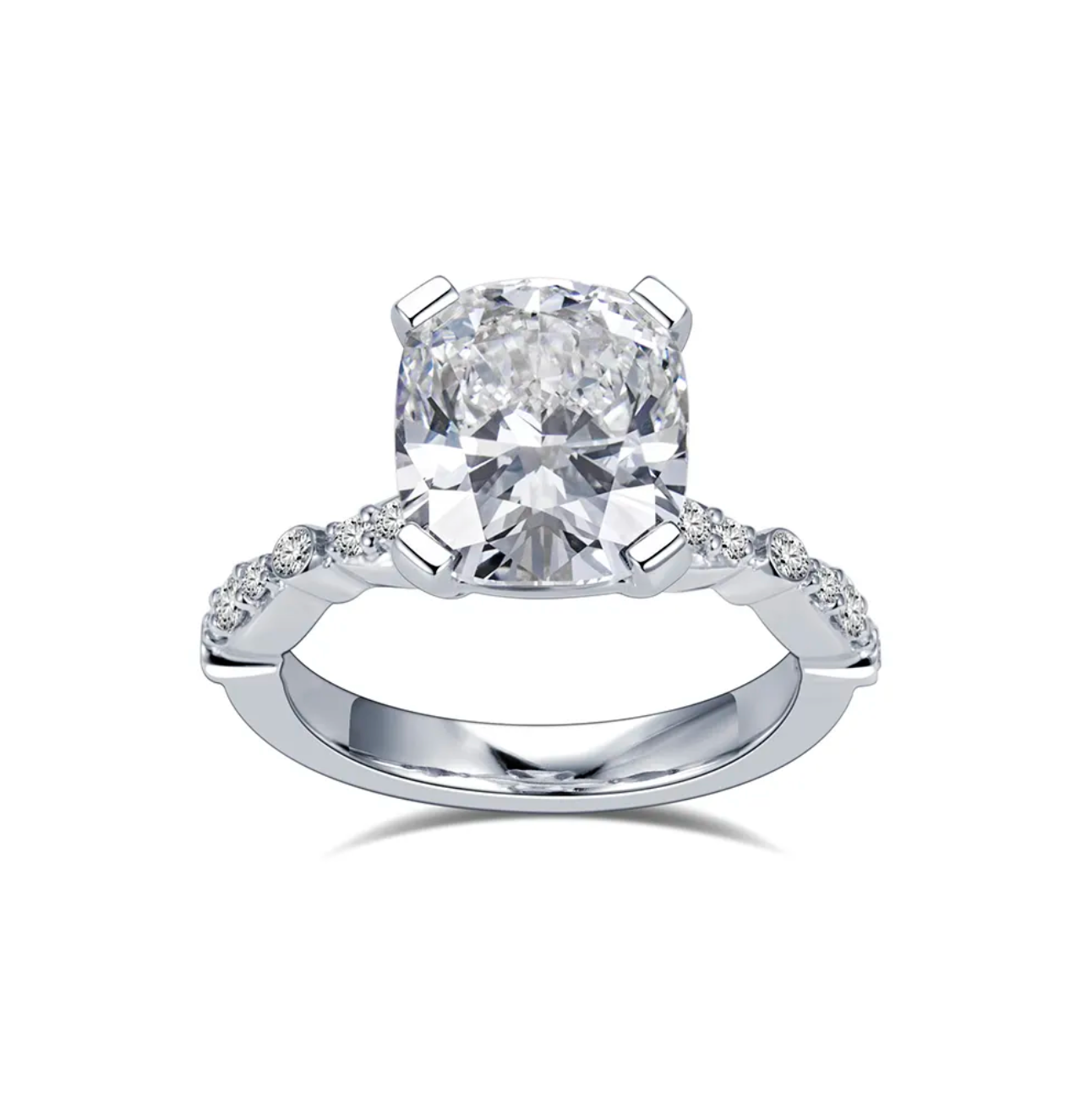 Cushion Solitaire Side Stone Engagement Ring
