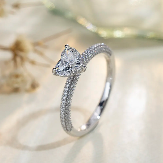 Heart Solitaire Pavé Engagement Ring