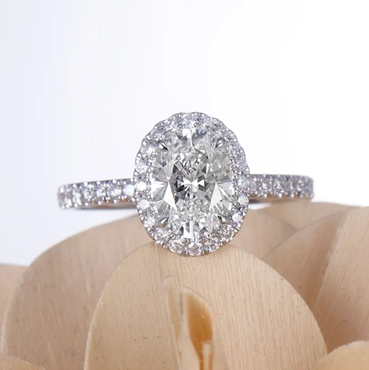 Oval Halo Pavé Engagement Ring