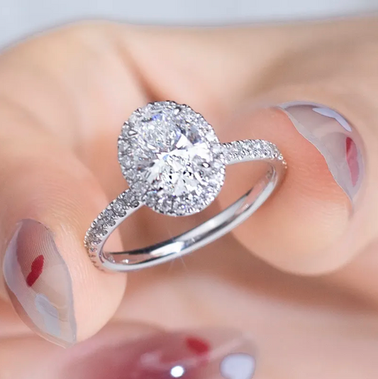 Oval Halo Pavé Engagement Ring