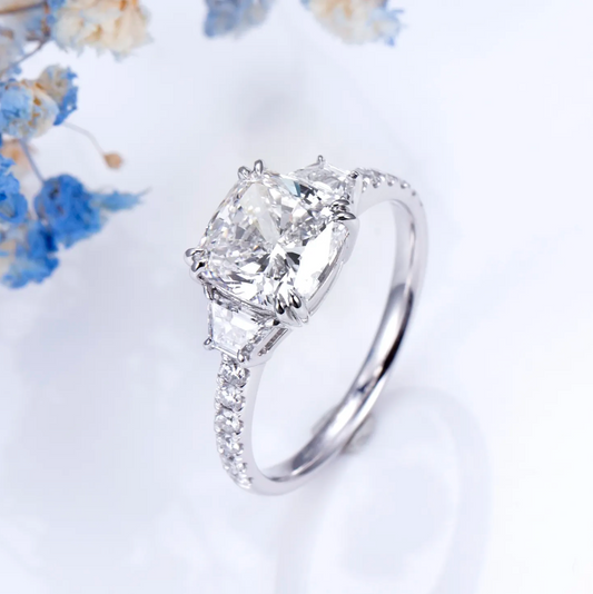Cushion Three Stone Engagement