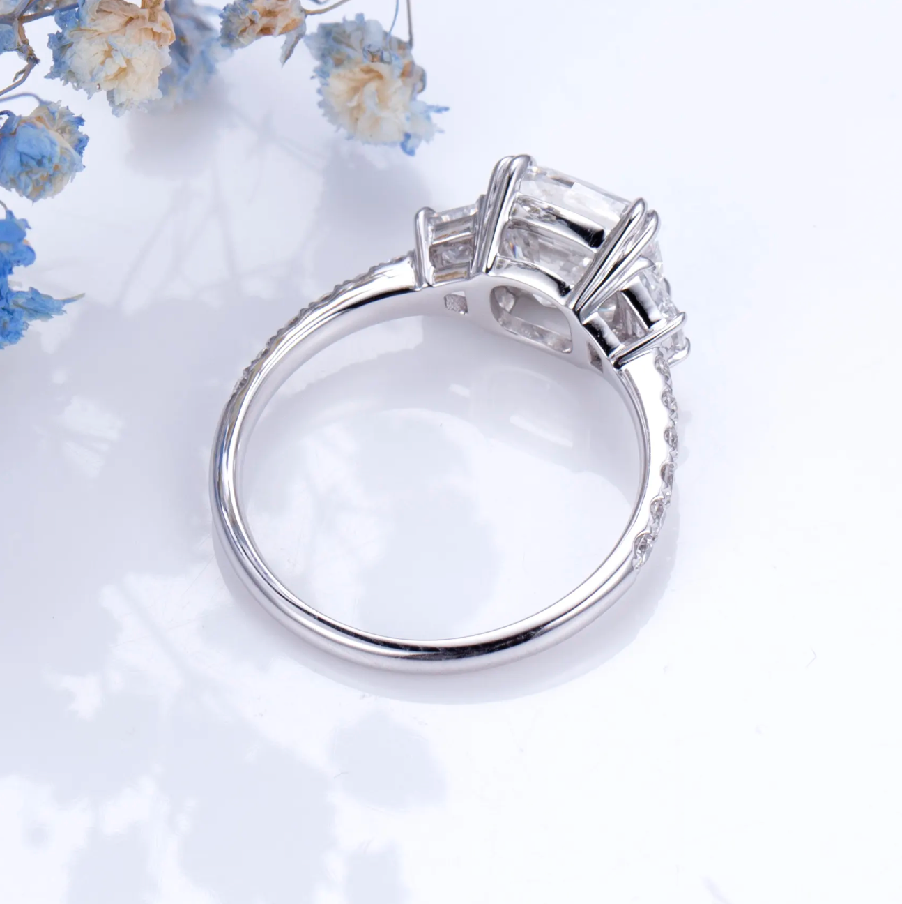 Cushion Three Stone Engagement