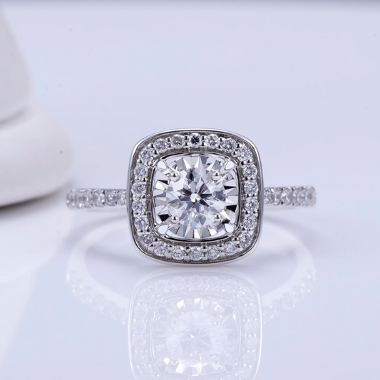 Round Pavé Bezel Engagement Ring